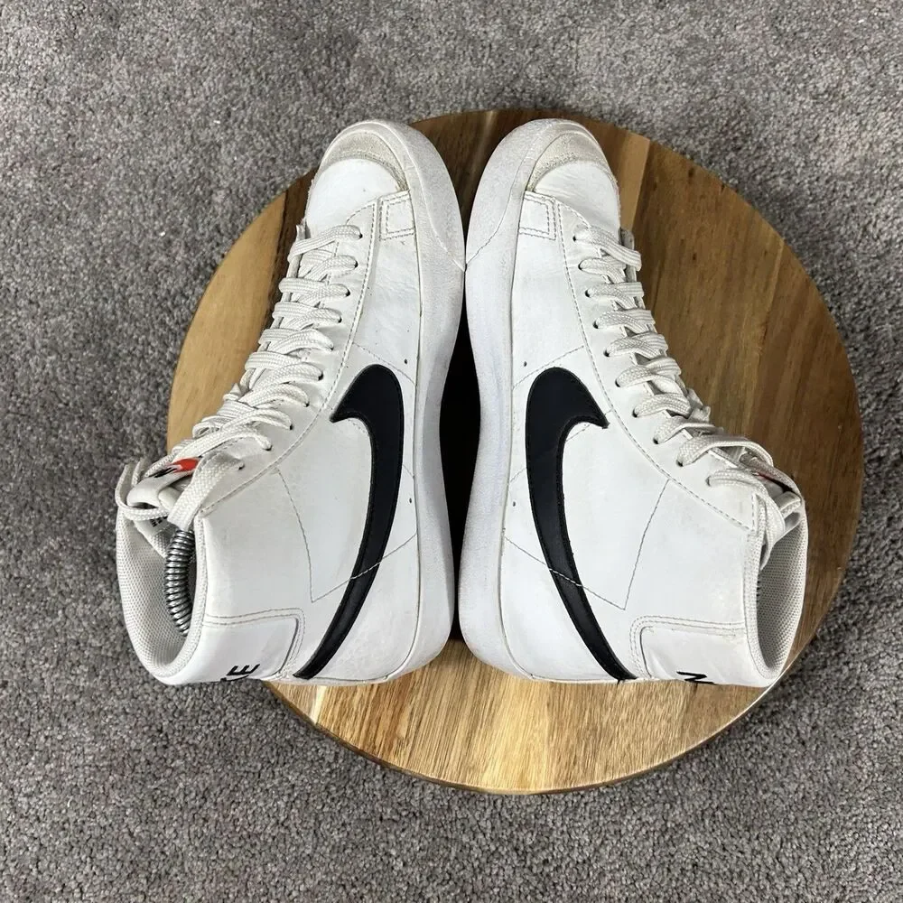 Nike Blazer Mid '77 GS DA4086-100 Kids Size 4.5Y White Black Leather Shoes Used